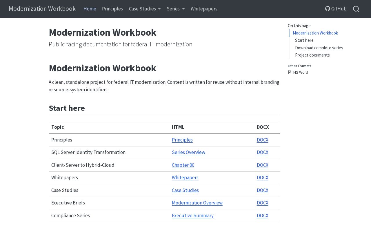 Preview of Modernization Workbook