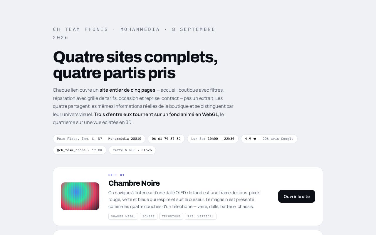 Preview of Maquettes de site web pour Ch Team Phones (Mohammedia) - 4 directions