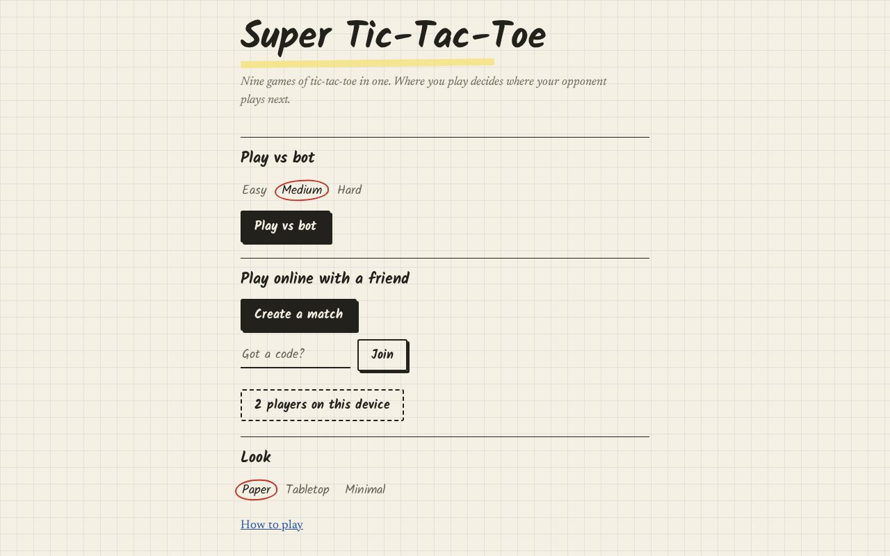 Preview of Super Tic Tac Toe