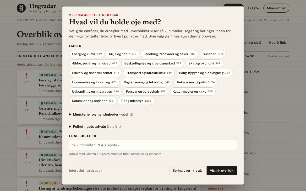 Preview of Folketing Stakeholder Tracker