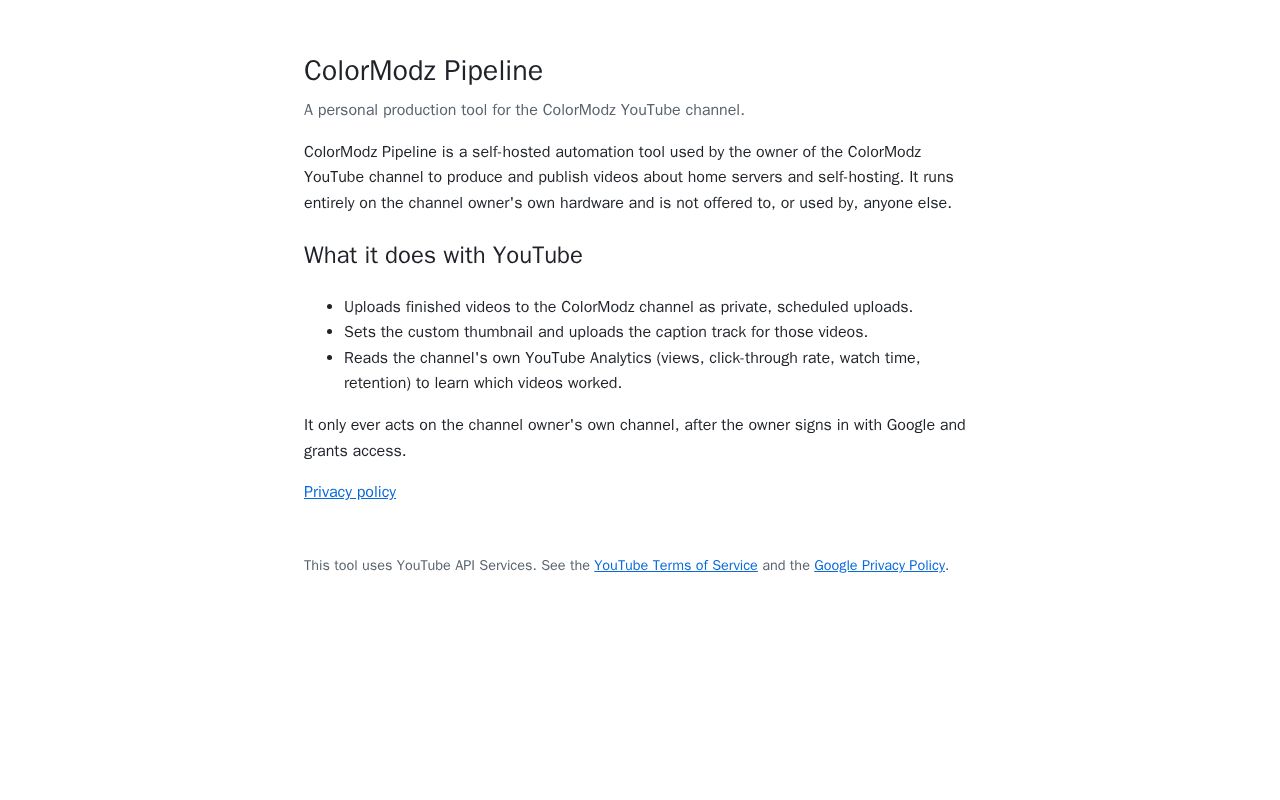 Preview of ColorModz Pipeline