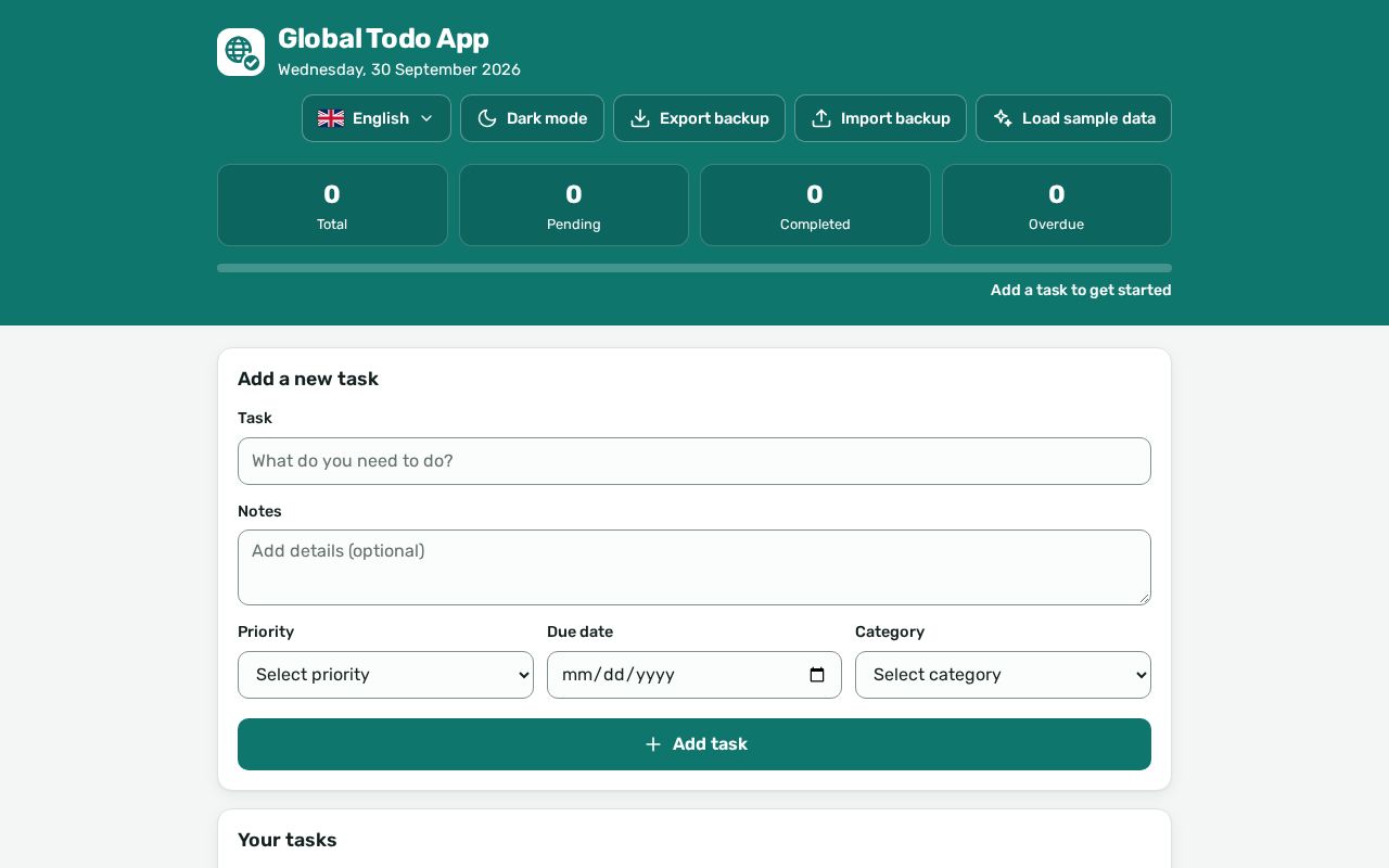 Preview of Global Todo App