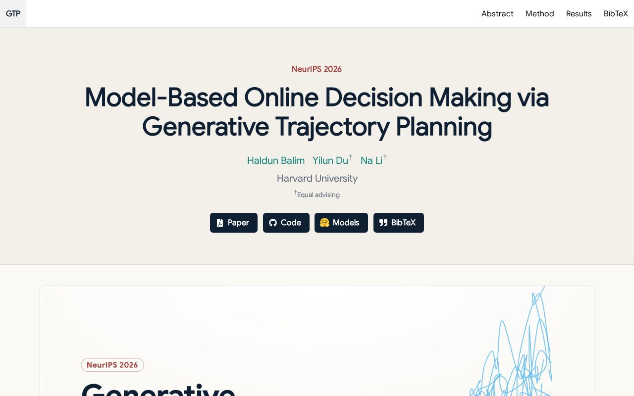 Preview of Model-Based Online Decision Making via Generative Trajectory Planning