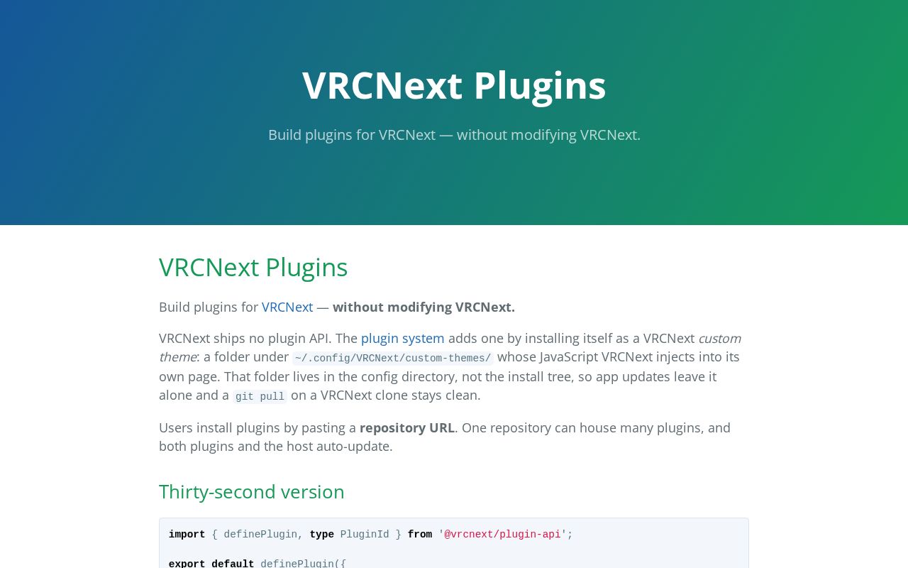 Preview of Vrcnext Plugin System