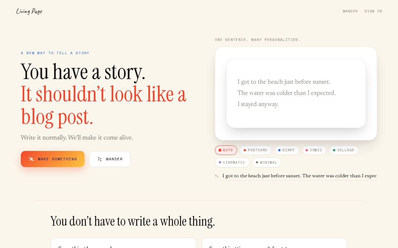 Preview of Living Page Platform