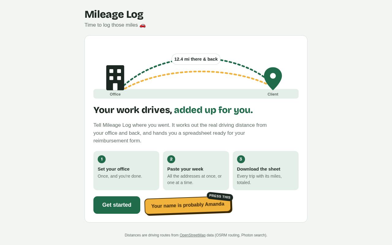 Preview of Mileage Log