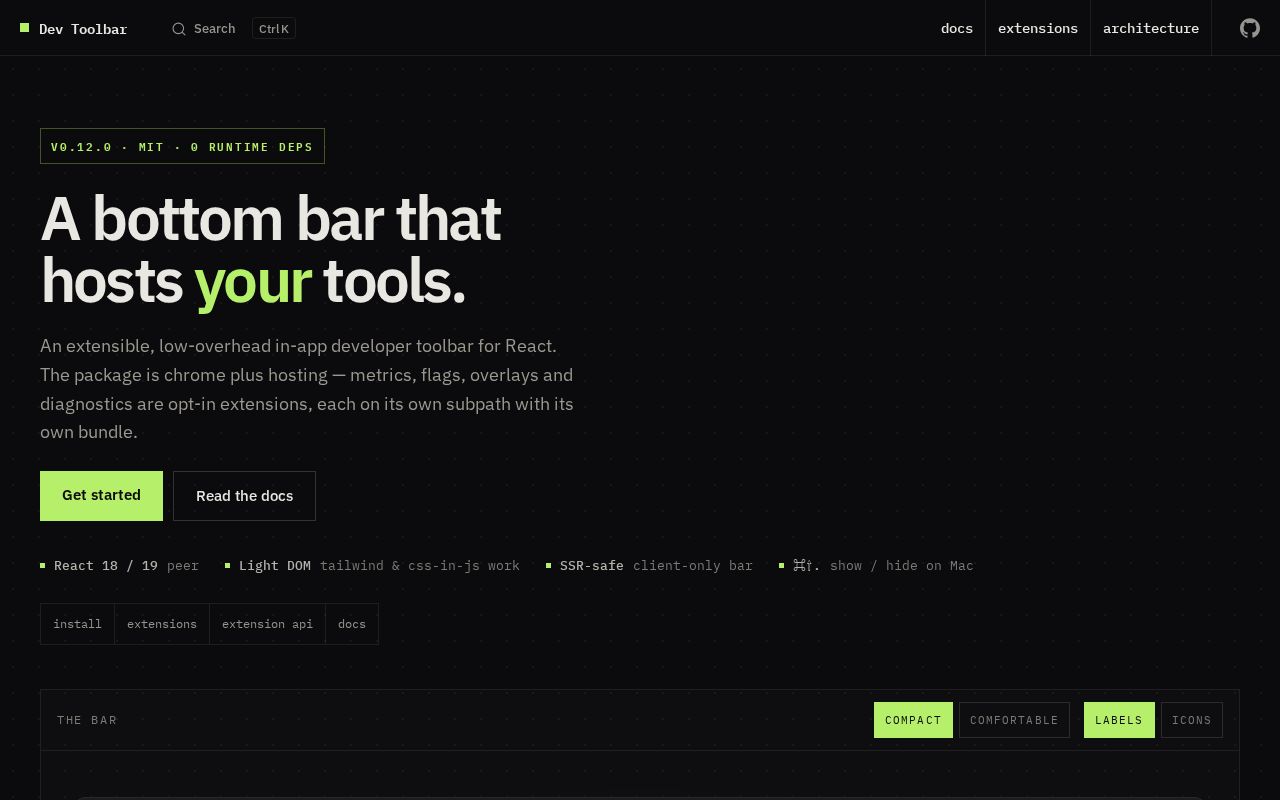Preview of Dev Toolbar