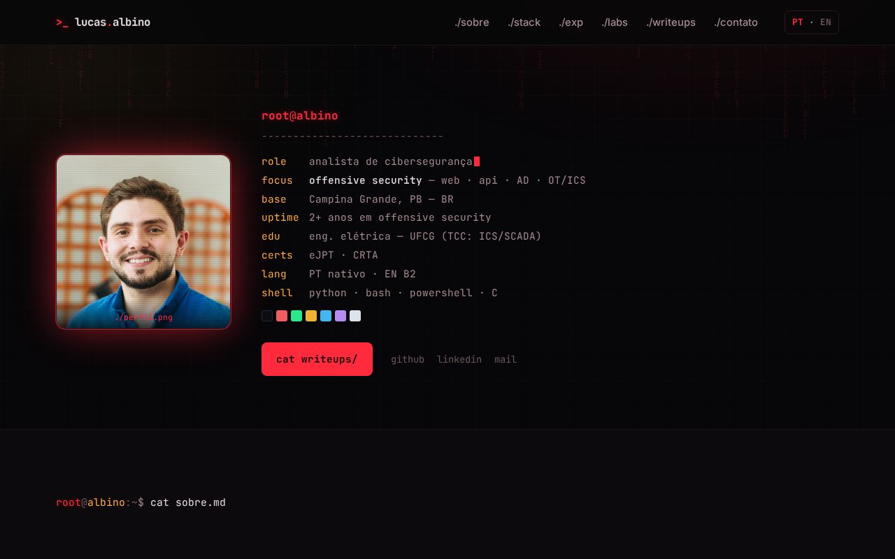 Preview of Portfólio de cibersegurança — Lucas Rodrigues Albino (Offensive Security)