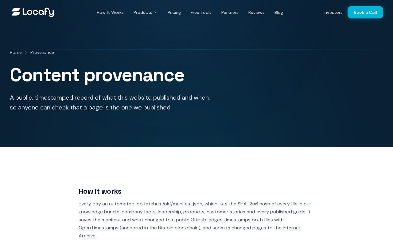 Preview of Locafy Provenance