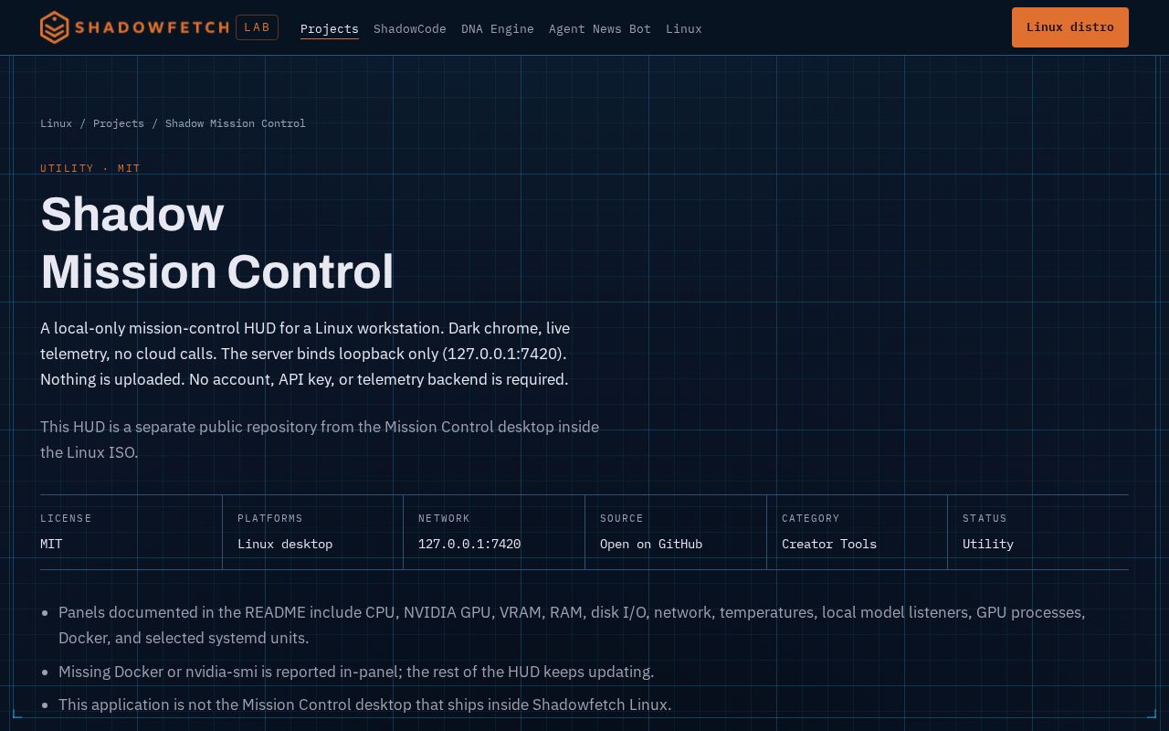 Preview of Shadow Mission Control