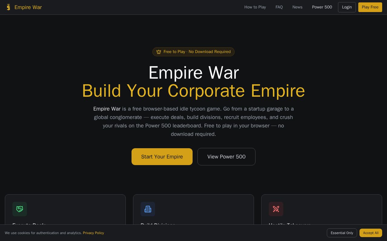 Preview of Empire War — Free Idle Tycoon & Corporate Empire Browser Game