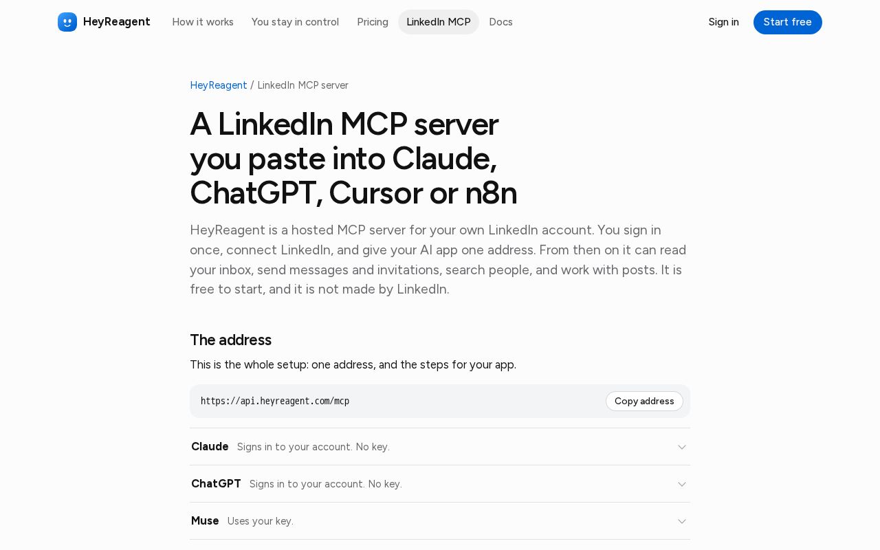 Preview of Heyreagent Linkedin Mcp