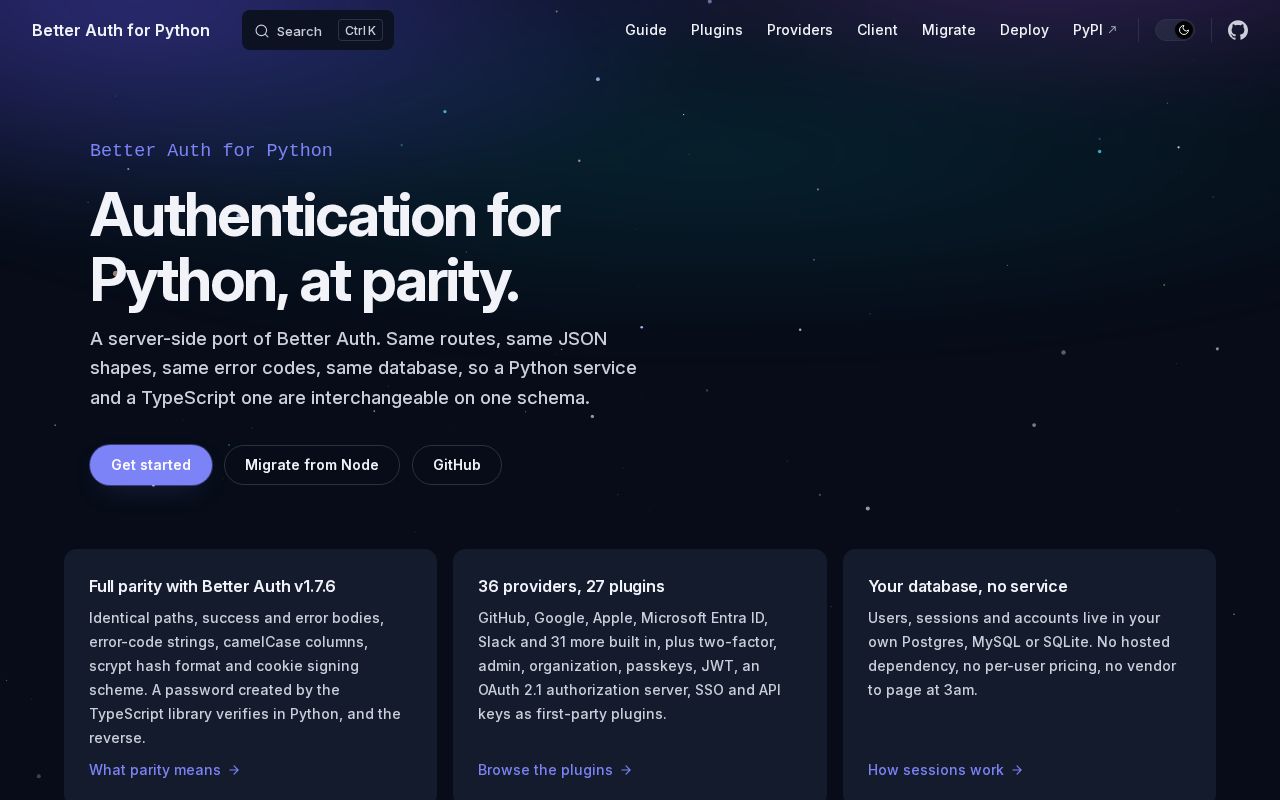Preview of Better Auth Py