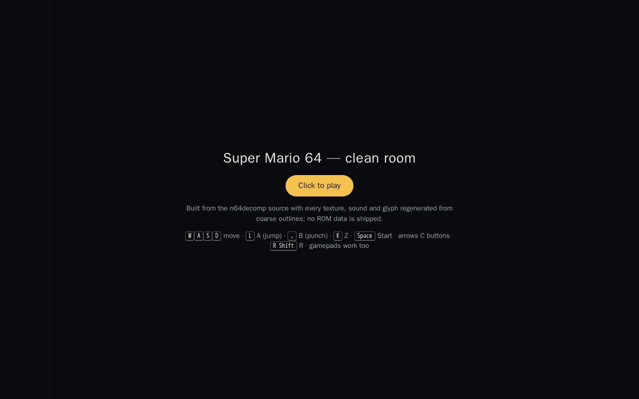 Preview of SM64 Clean Room
