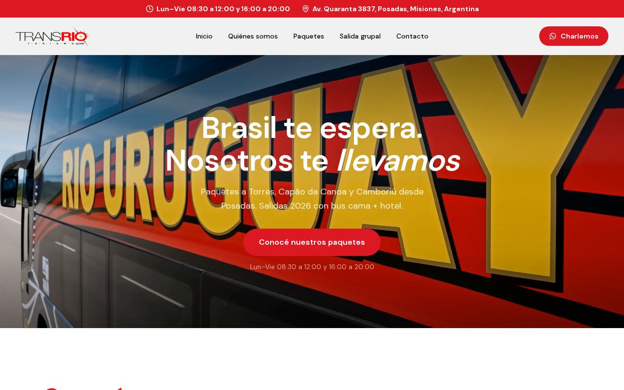 Preview of Sitio Next.js de Transrio Turismo (migración WP → Vercel)
