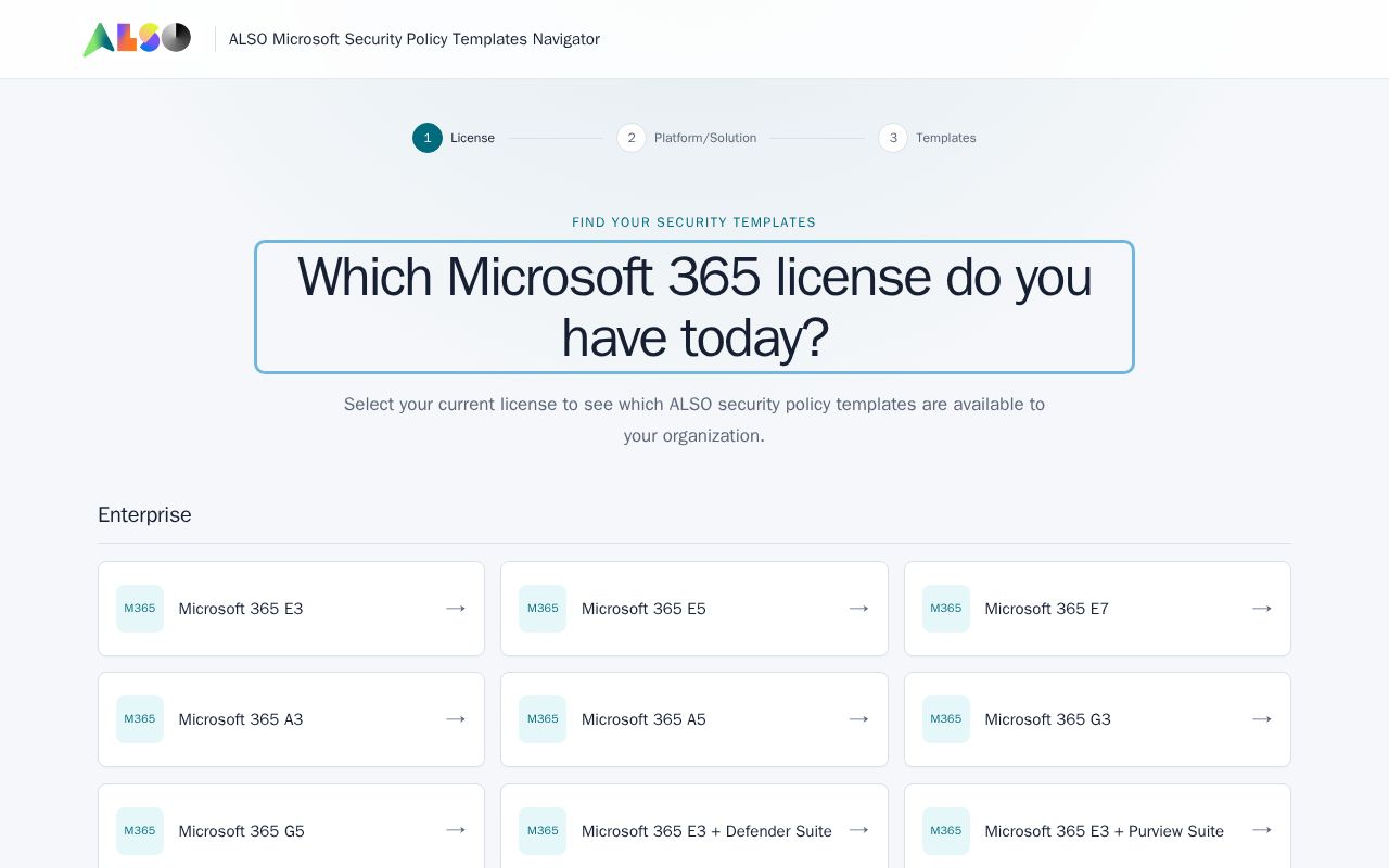Preview of ALSO Microsoft Security Policy Templates Navigator