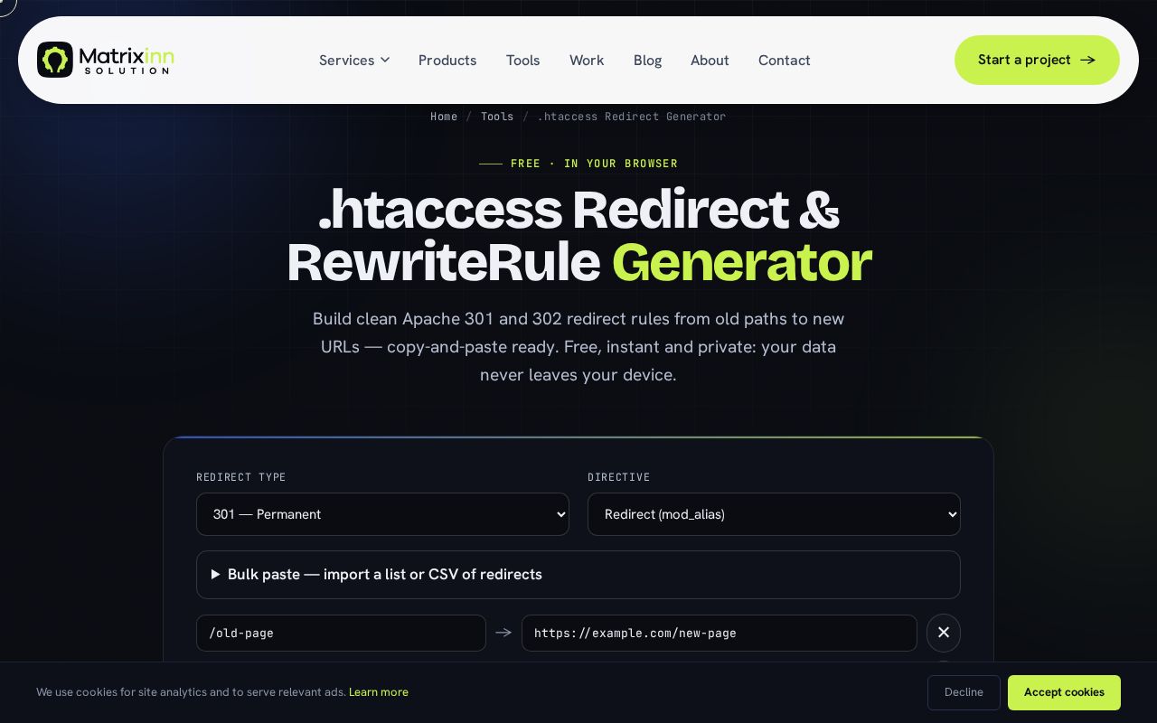 Preview of Htaccess Redirects