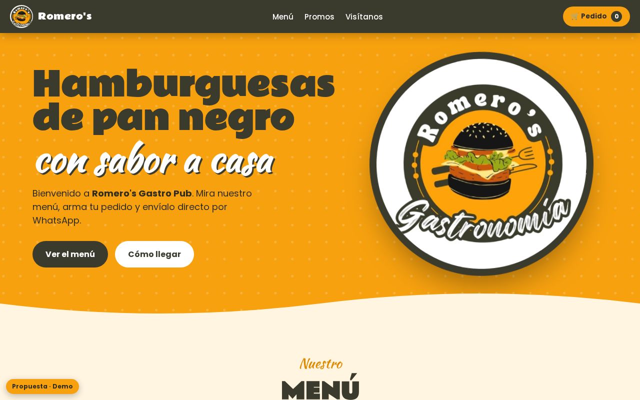 Preview of Romeros Menu Demo