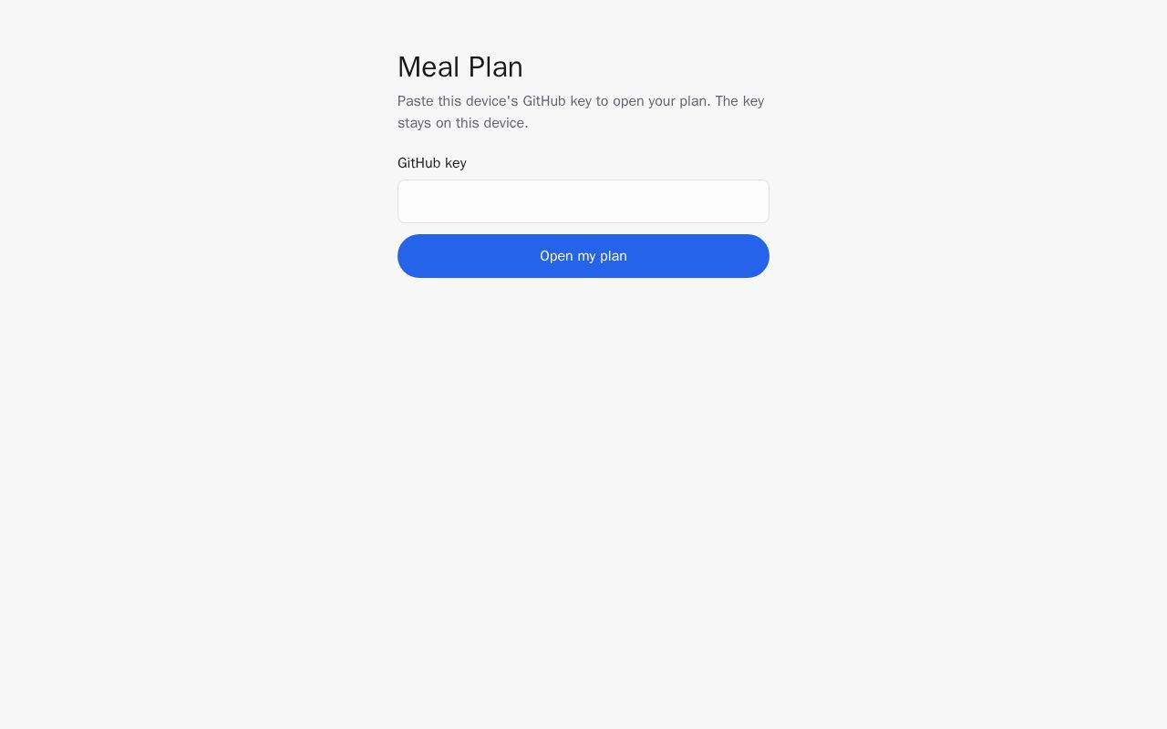 Preview of Meal Plan