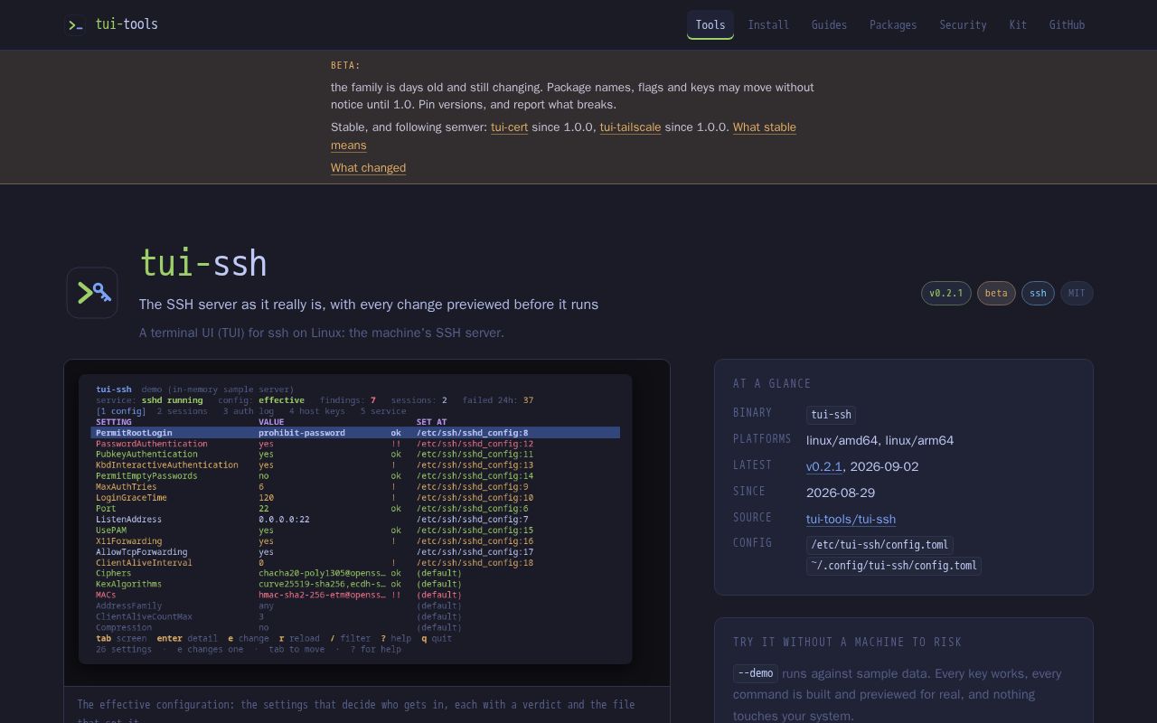 Preview of Tui Ssh