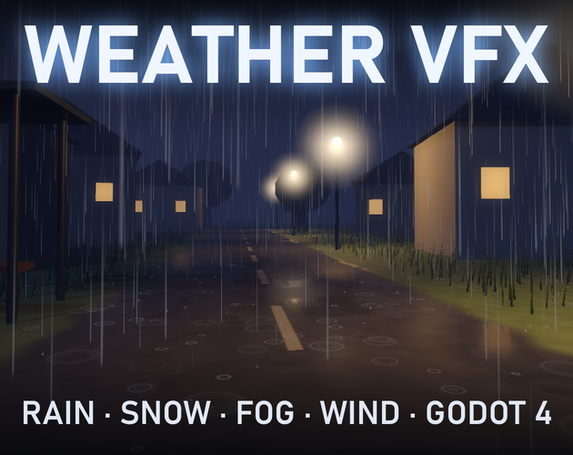 Preview of Weather VFX for Godot 4 - Rain, Snow, Fog, Wind & Storms