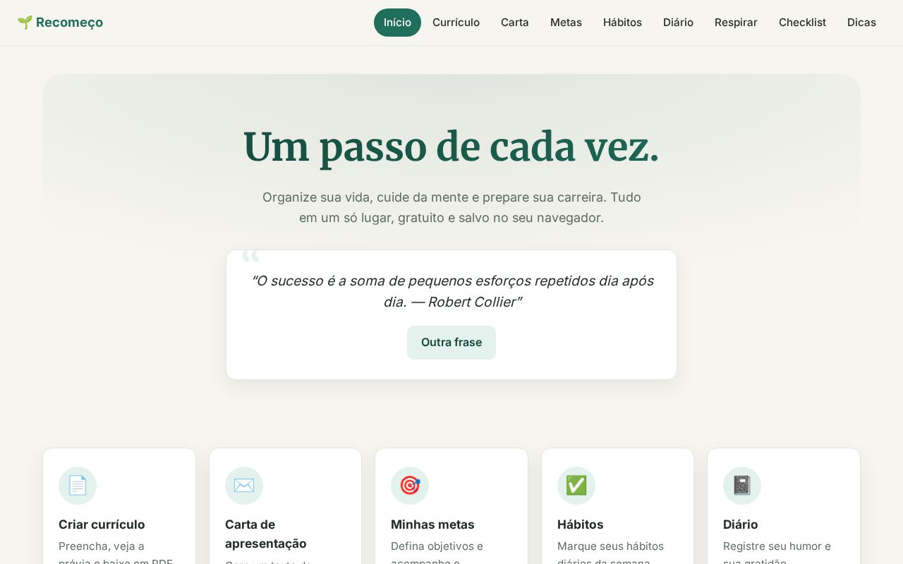 Preview of Recomeco Site