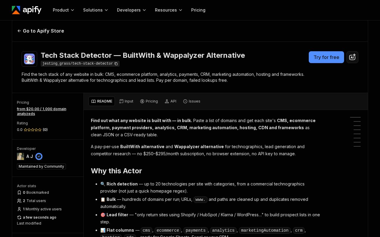 Preview of Builtwith Wappalyzer Alternative