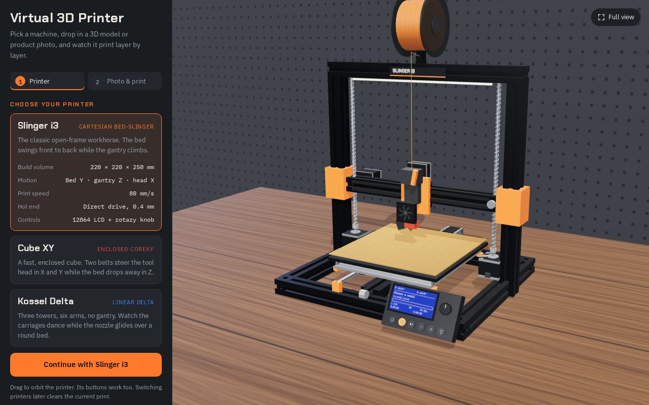 Preview of Virtual 3D Printer