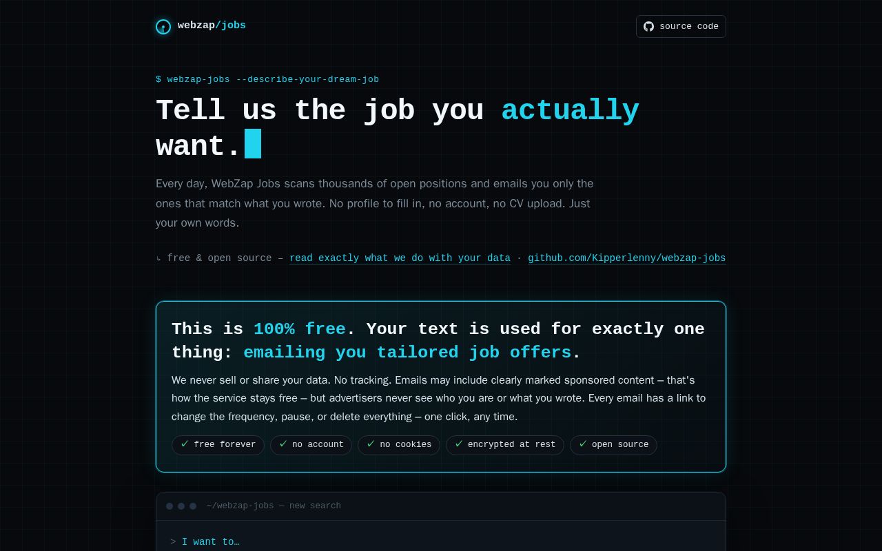 Preview of WebZap Jobs