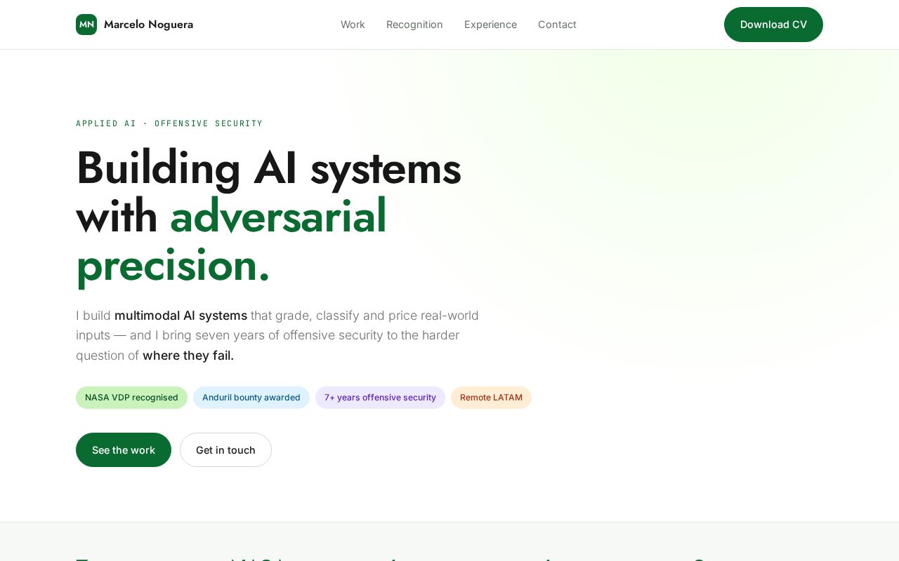 Preview of Personal portfolio — offensive security & applied AI