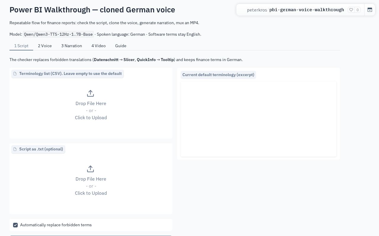 Preview of PBI German Voice Walkthrough