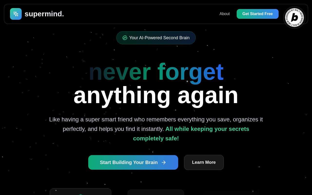 Preview of SuperMind - Your AI Second Brain