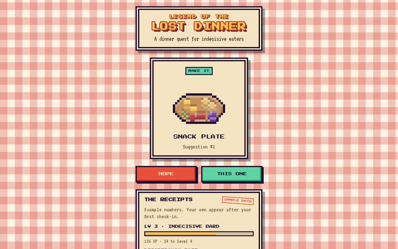 Preview of Legend of the Lost Dinner: Free Dinner Picker Game
