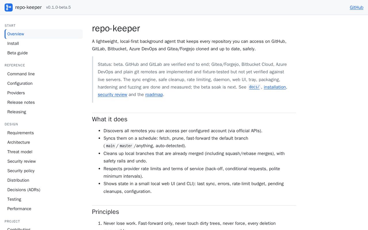 Preview of Repo Keeper