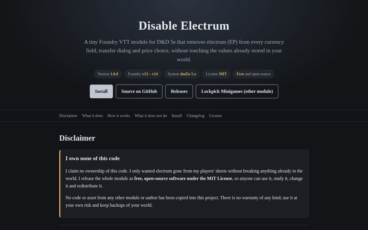 Preview of Disable Electrum