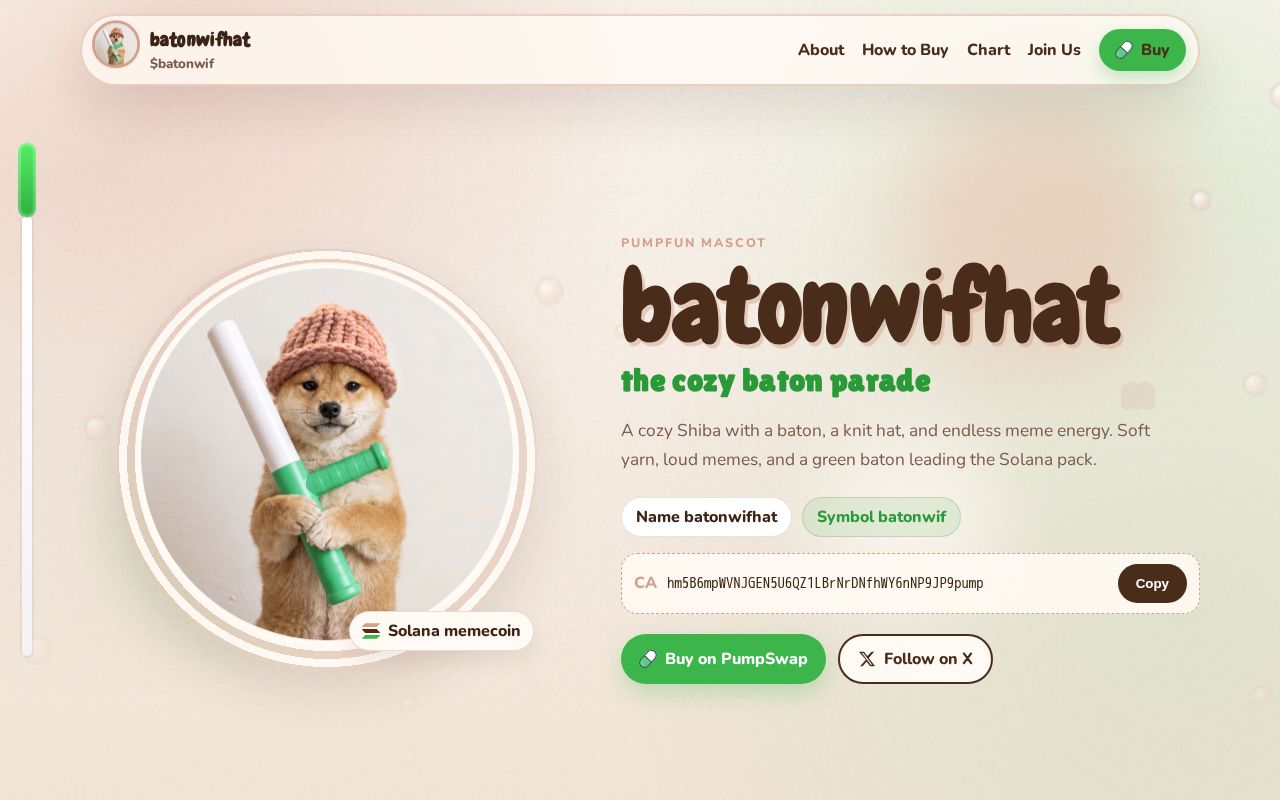 Preview of batonwifhat Solana memecoin site