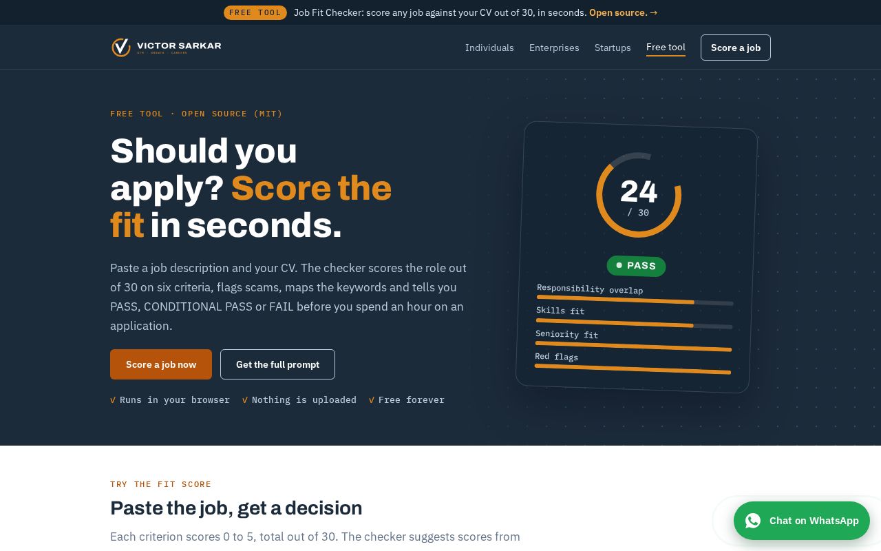Preview of Job Fit Checker