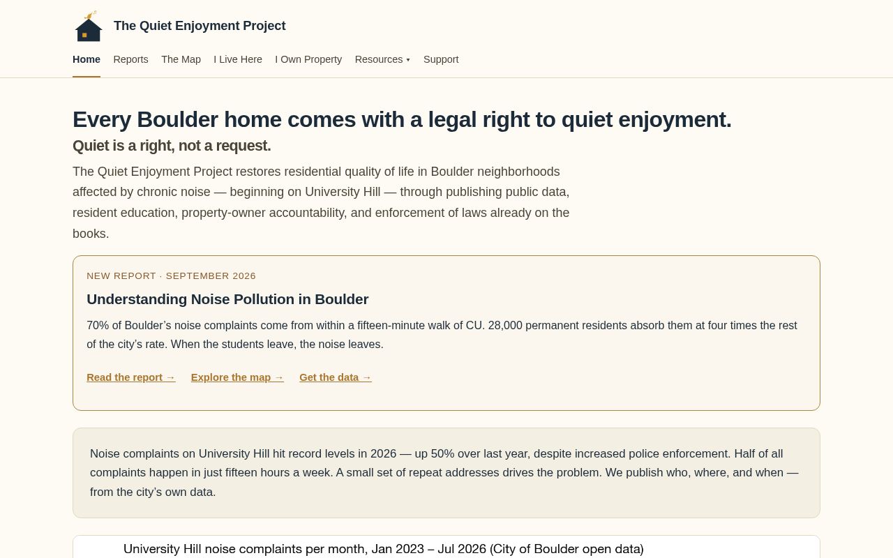 Preview of Website of The Quiet Enjoyment Project — quietenjoymentproject.org