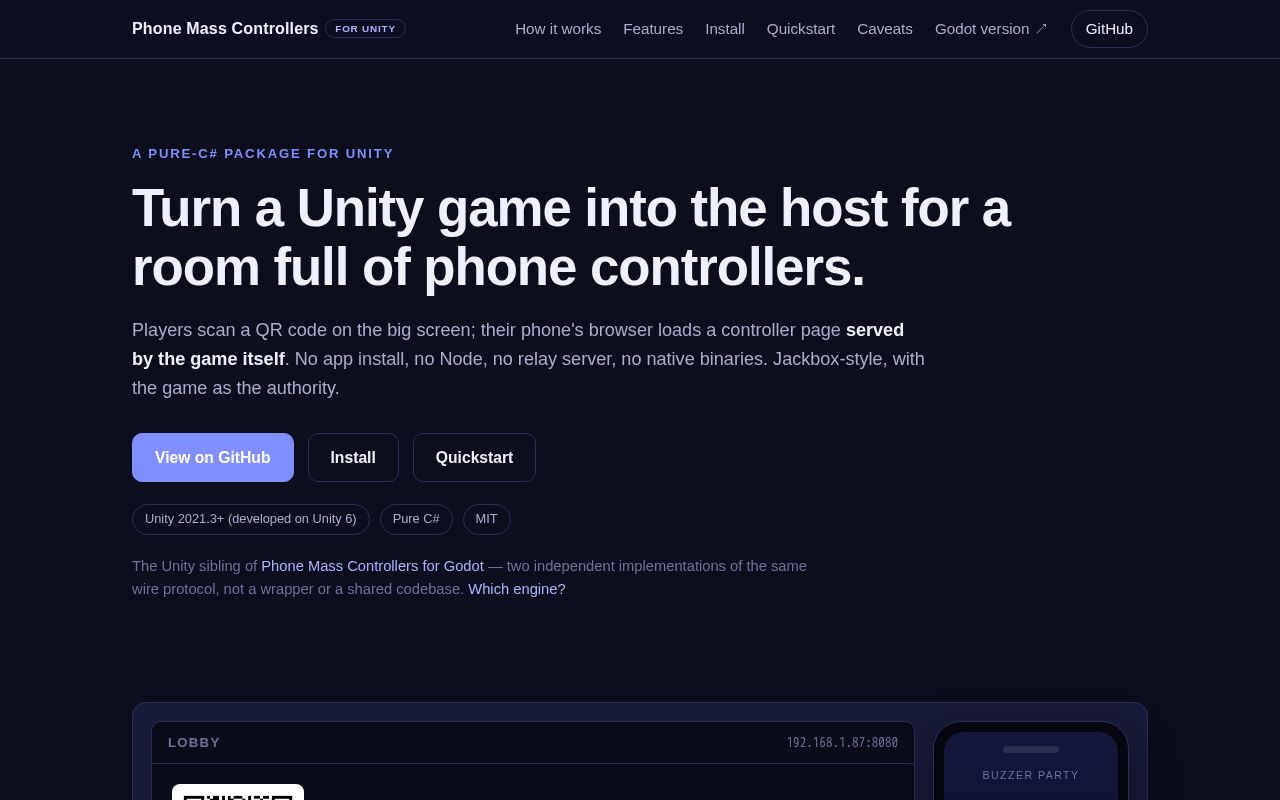 Preview of Unity Phone Mass Controllers