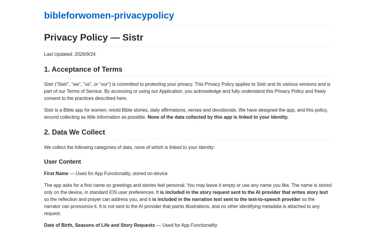 Preview of Bibleforwomen Privacypolicy