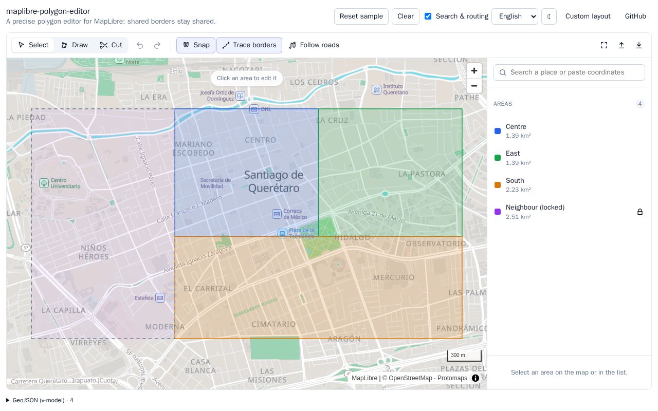 Preview of Maplibre Polygon Editor