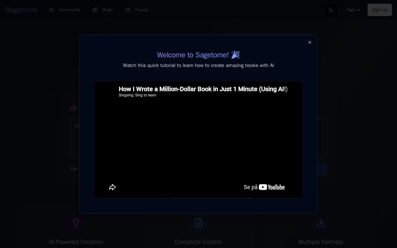 Preview of Sagetome-AI Book Generator