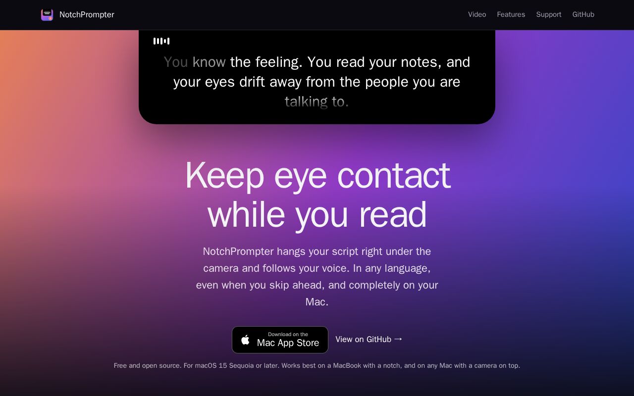 Preview of NotchPrompter