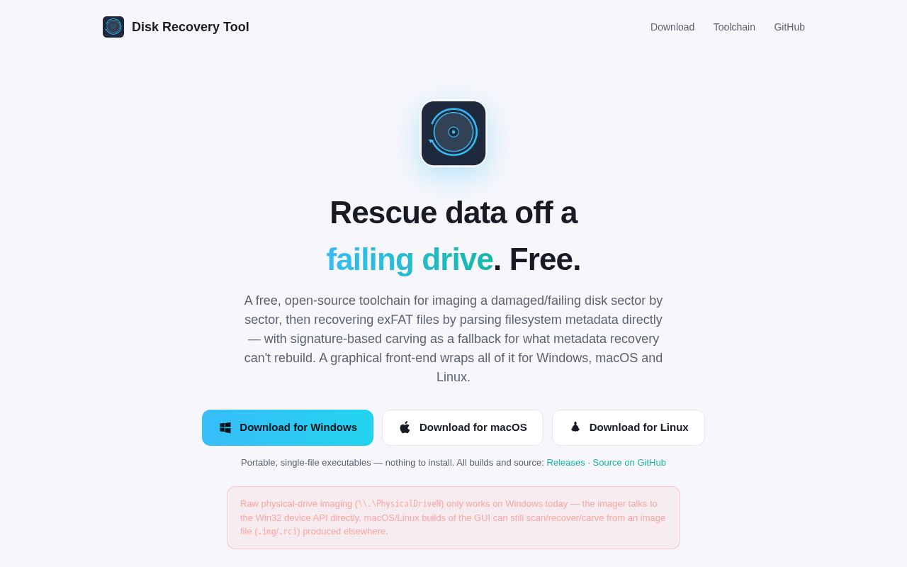 Preview of Disk Recovery Tool