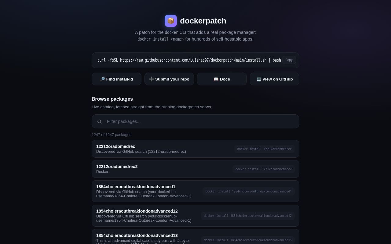 Preview of A patch for the docker CLI that adds docker install