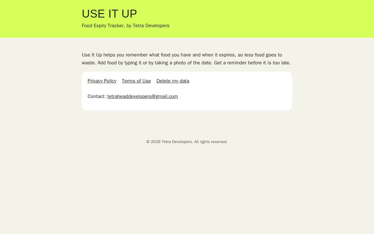 Preview of Use It Up: Food Expiry Tracker