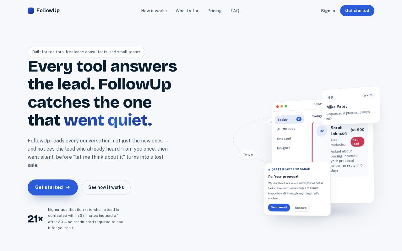 Preview of Follow Up App