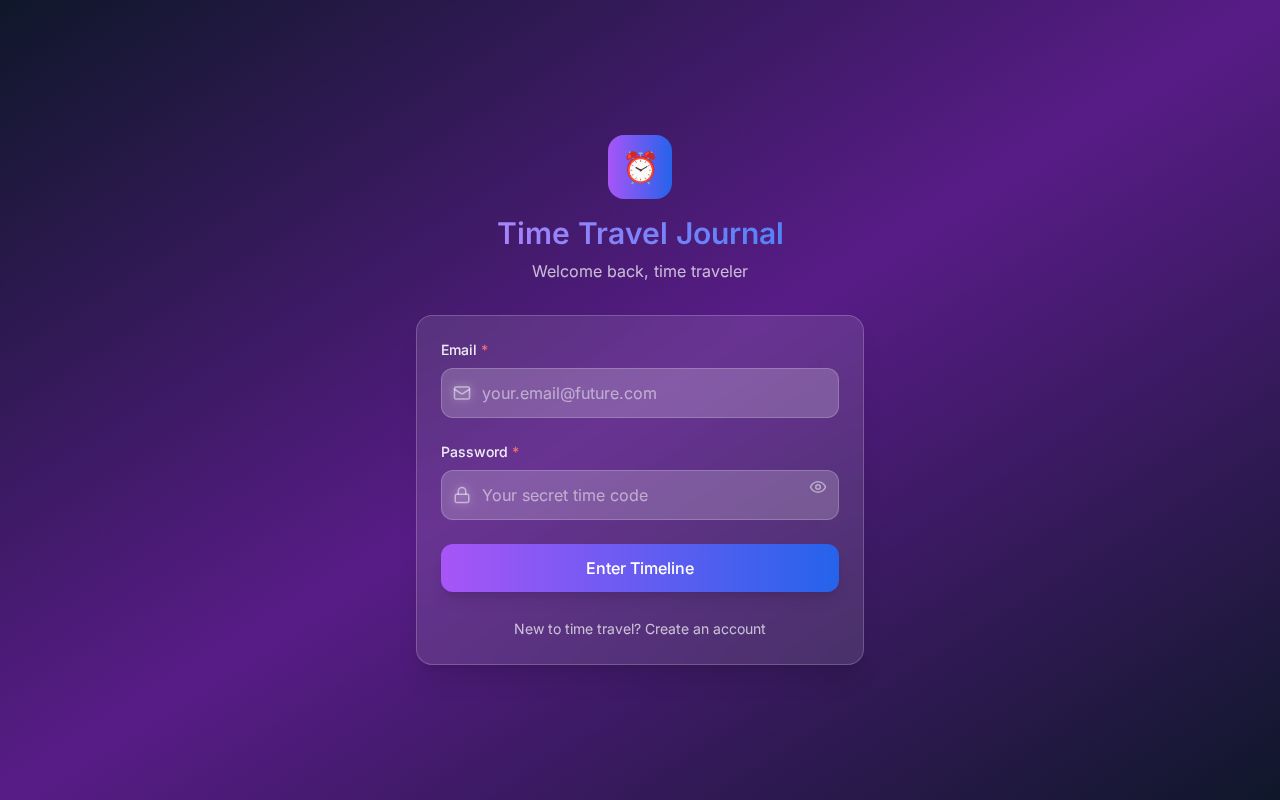 Preview of Time Travel Journal APP