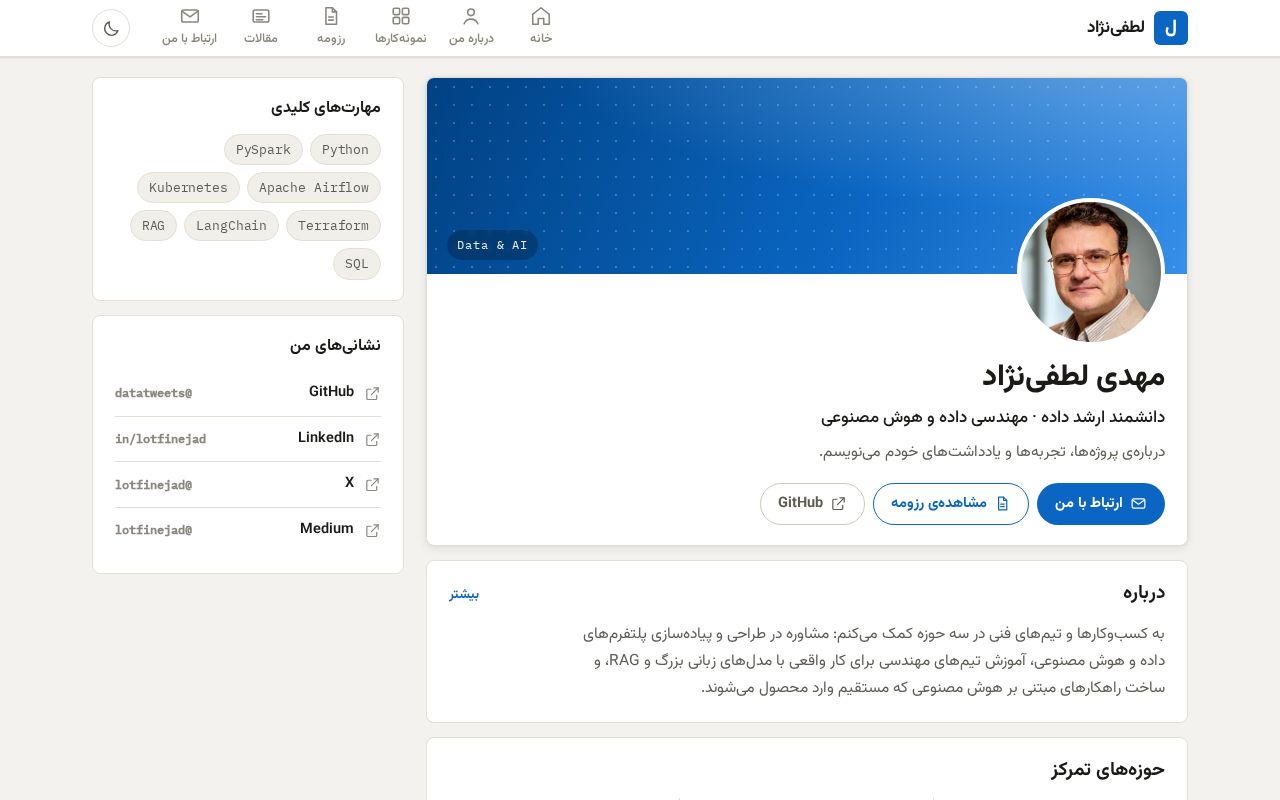 Preview of Personal branding site & Persian blog (Hugo, GitHub Pages)