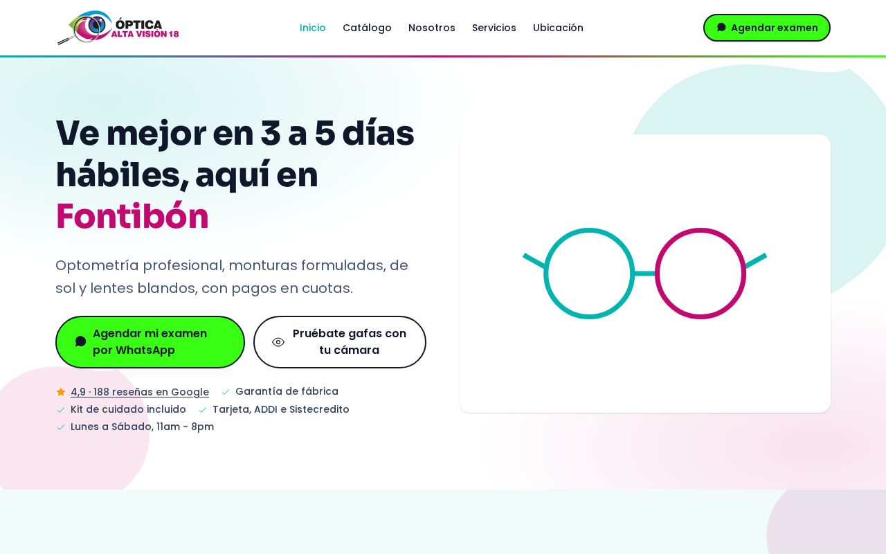 Preview of Optica Alta Vision 18 Langing Page